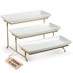 3 Tier Serving Stand Porcelain Dessert Tray Party Display 14 Inch